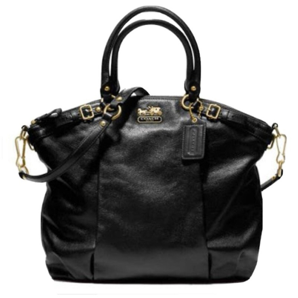 COACH Madison Leather Black Lindsey Satchel